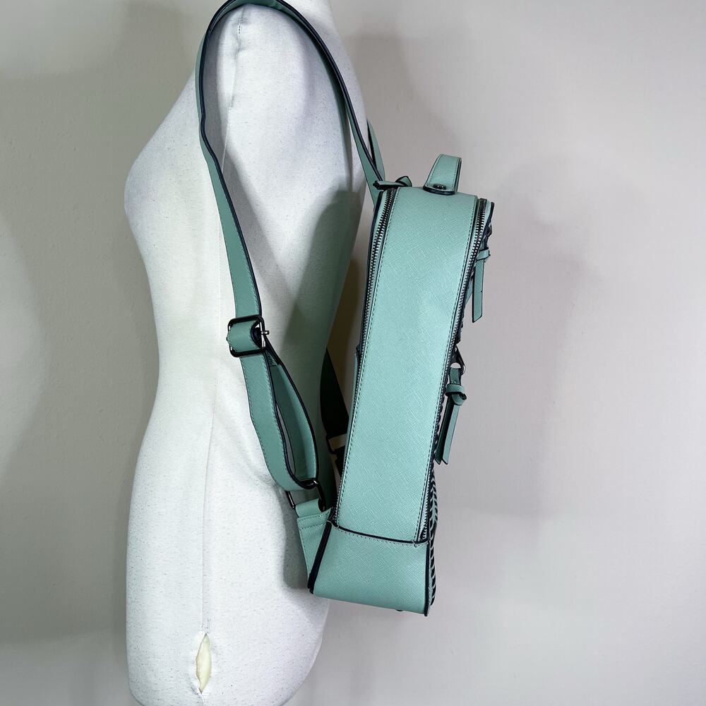Calpak | Kaya 15in Aqua Pastel Mint Green Blue Faux Leather Laptop Backpack Bag - Picture 8 of 10